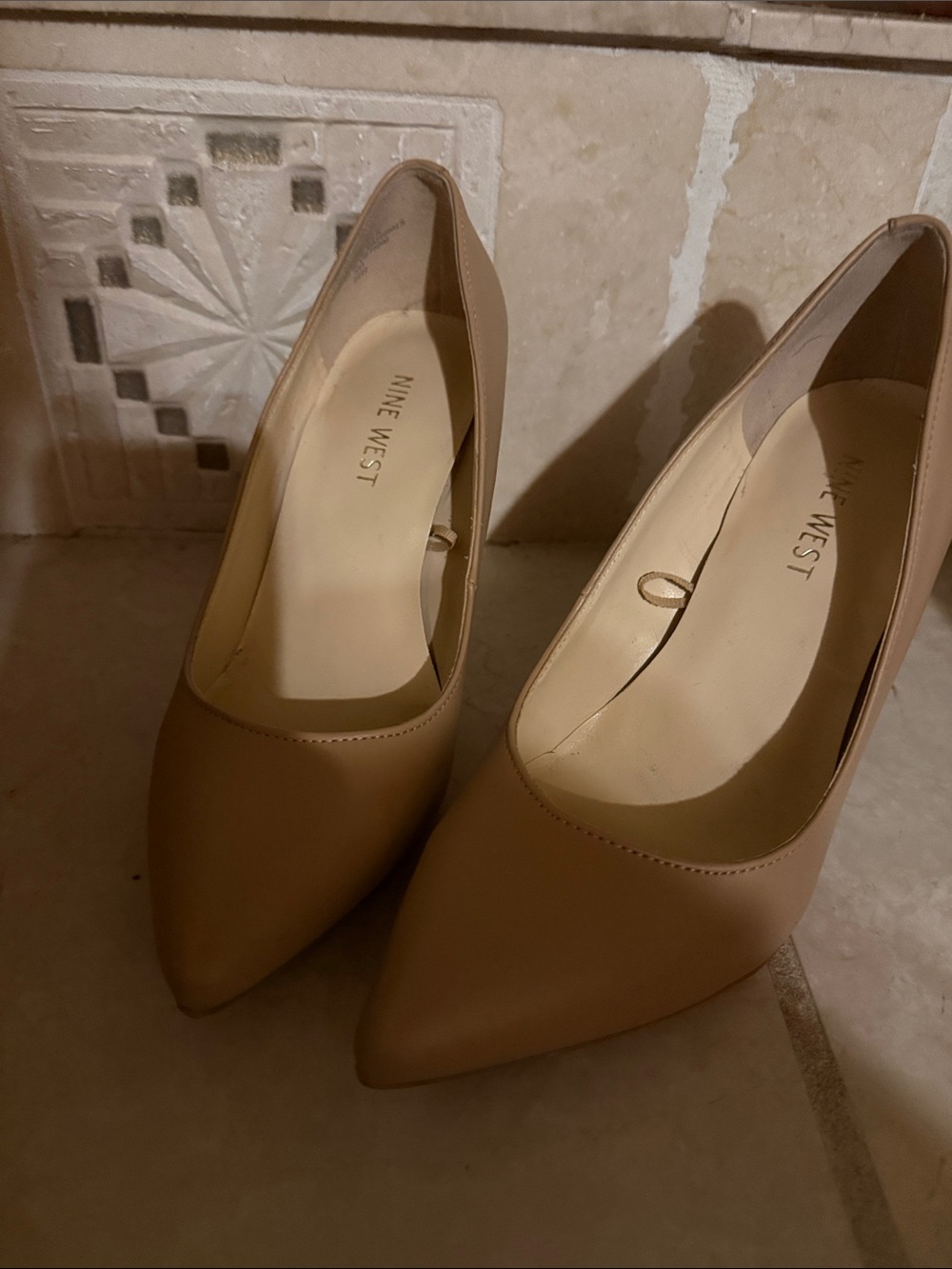 Nine West Tan Pointed-Toe Leatherette Pumps